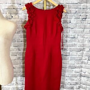 ANTONIO MELANI Red Ruffle Sleeve Mini Dress